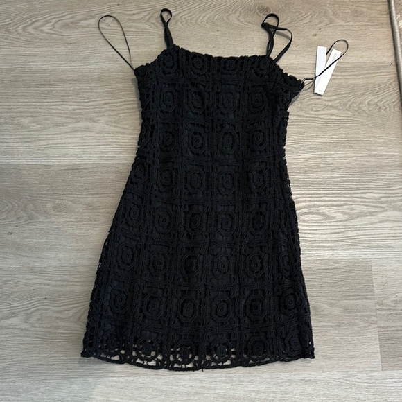 NWT Aqua Crochet Black Mini Dress - Picture 2 of 5